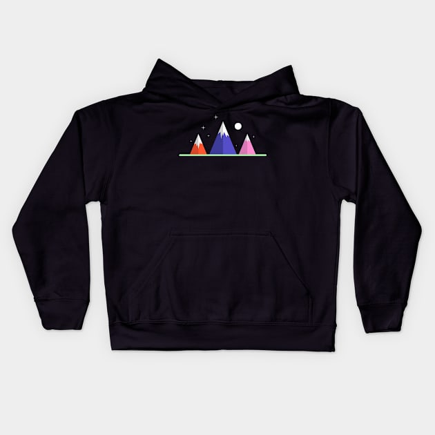 mountain flat design Kids Hoodie by Rizkydwi